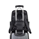 Peek-A-Boo Vegan Leather Diaper Bag Backpack in Black