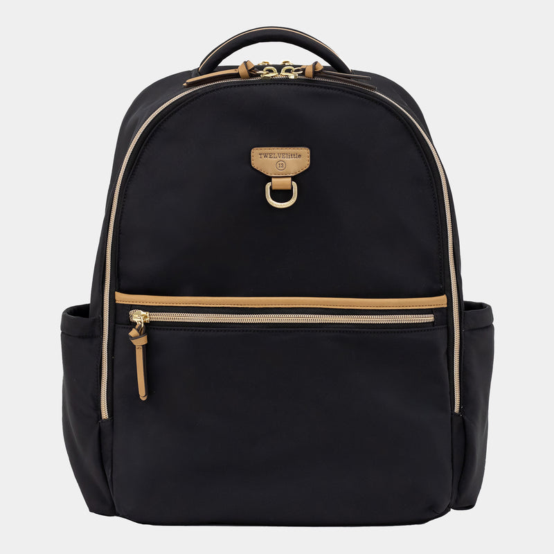 On-The-Go Diaper Bag Backpack in Black/Tan | TWELVElittle