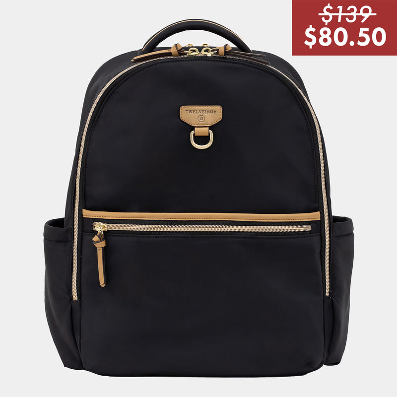 On-The-Go Diaper Bag Backpack in Black/Tan