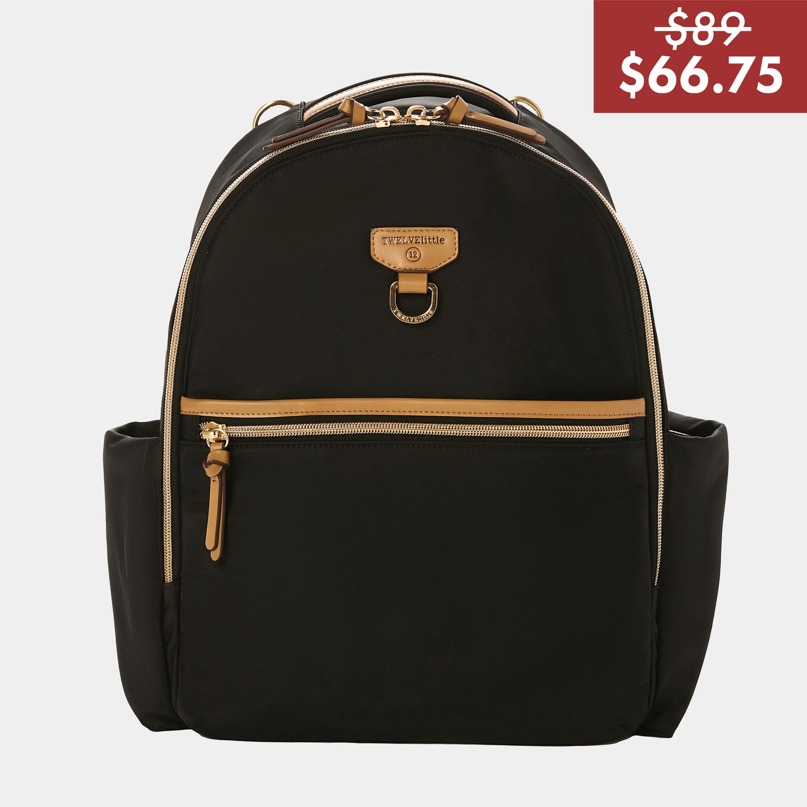 Midi Go Diaper Bag Backpack in Black Tan TWELVElittle