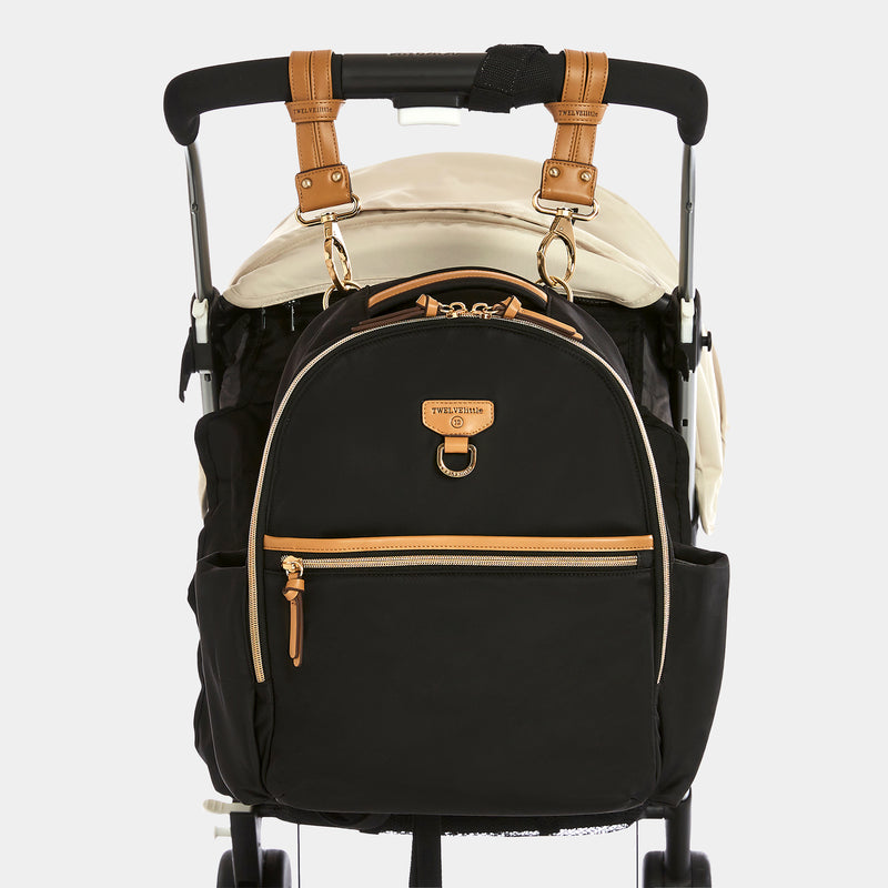 Midi-Go Diaper Bag Backpack in Black/Tan
