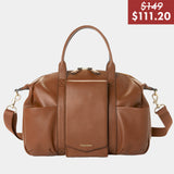 Peek-A-Boo Vegan Leather Diaper Bag Satchel 2.0 in Toffee