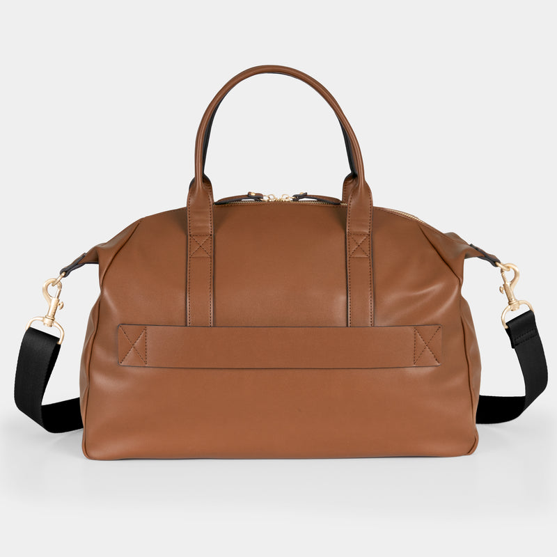 Peek-A-Boo Vegan Leather Diaper Bag Satchel 2.0 in Toffee