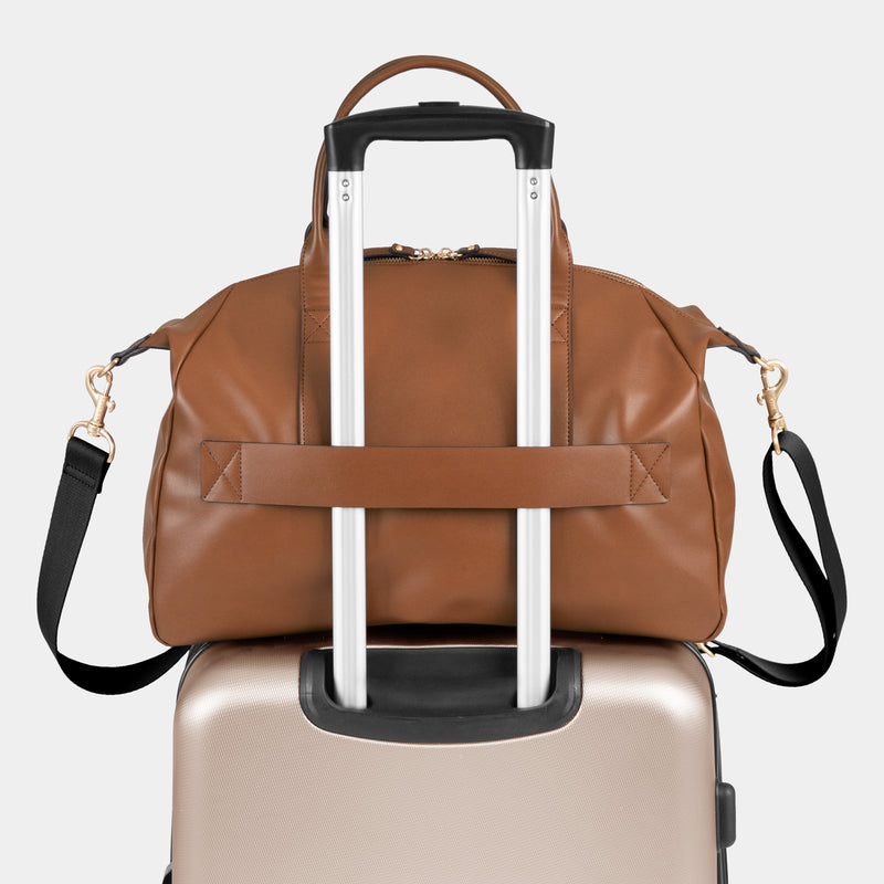Peek-A-Boo Vegan Leather Diaper Bag Satchel 2.0 in Toffee