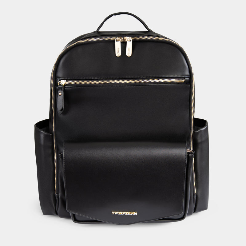 black faux leather diaper backpack Peek-A-Boo Vegan Leather Diaper Bag Backpack 2.0 in Black – TWELVElittle