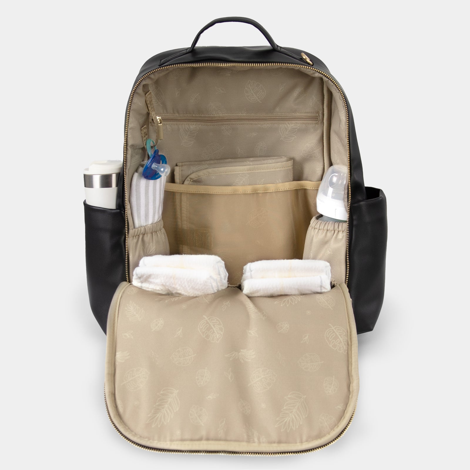 Peek-A-Boo Vegan Leather Diaper Bag Backpack 2.0 in Black – TWELVElittle Peek-A-Boo Vegan Leather Diaper Bag Backpack 2.0 in Black – TWELVElittle