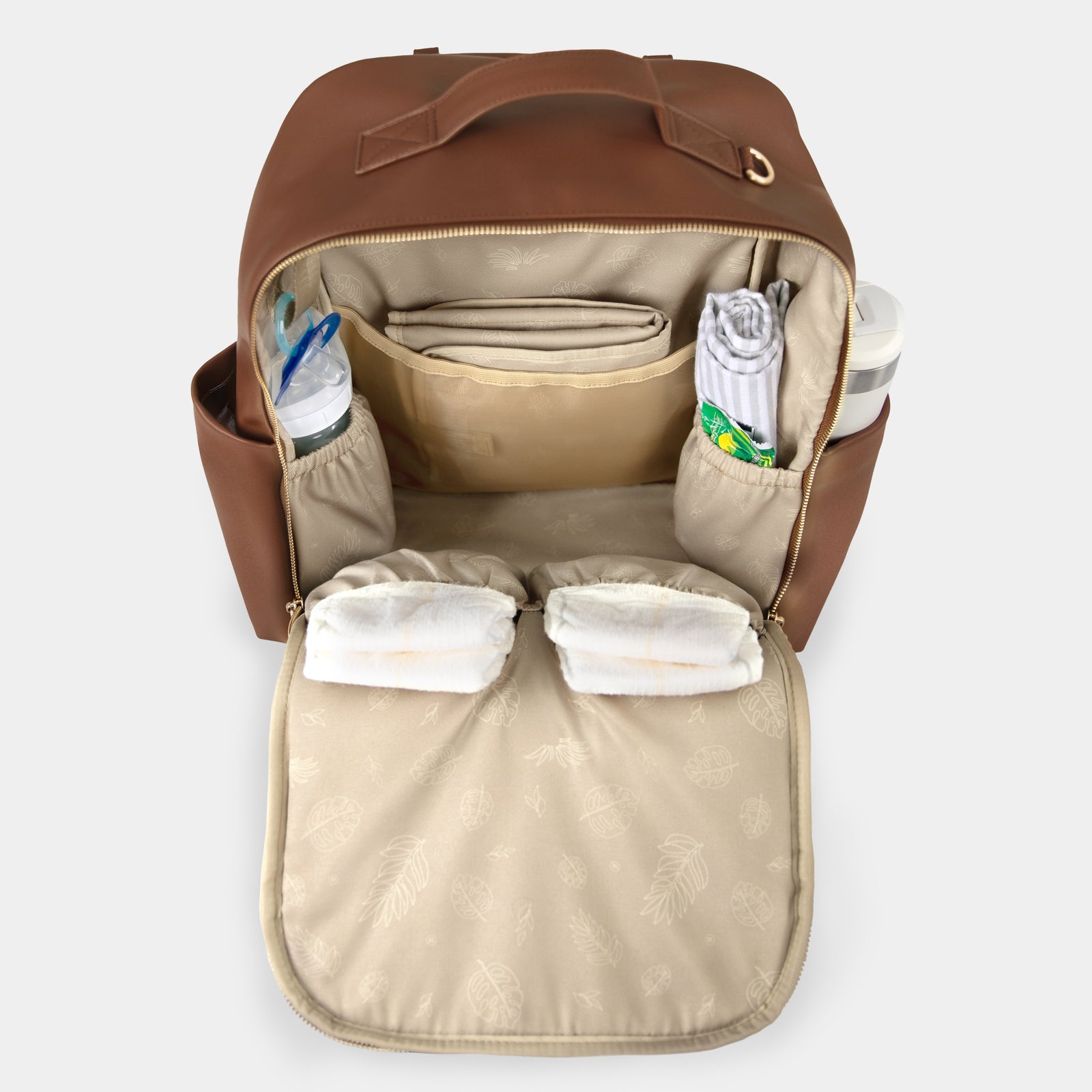 Peek-A-Boo Vegan Leather Diaper Bag Backpack 2.0 in Toffee – TWELVElittle