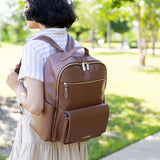 Peek-A-Boo Vegan Leather Diaper Bag Backpack 2.0 in Toffee