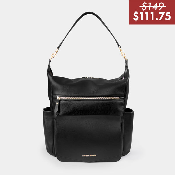 Peek-A-Boo Vegan Leather Convertible Hobo Backpack 2.0 in Black