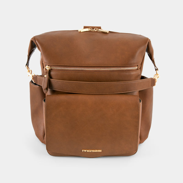 Peek-A-Boo Vegan Leather Convertible Hobo Backpack 2.0 in Toffee