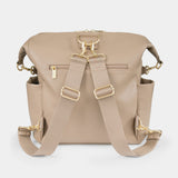 Peek-A-Boo Vegan Leather Convertible Hobo Backpack 2.0 in Taupe