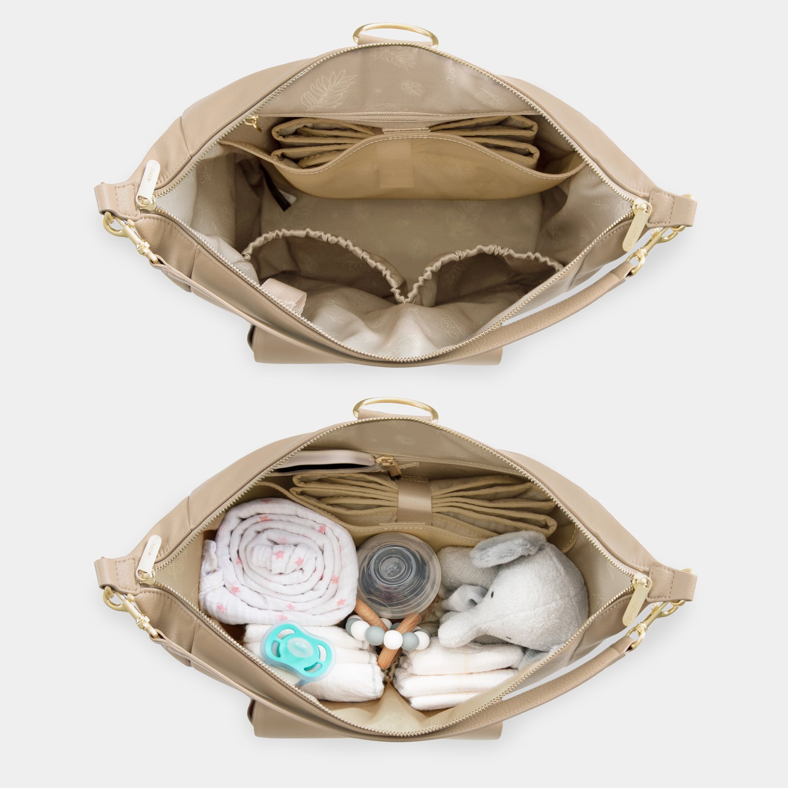 Twelve little PEEK-A-BOO VEGAN LEATHER CONVERTIBLE HOBO BACKPACK IN LATTE Peek-A-Boo Hobo Backpack Collection – TWELVElittle main image 3
