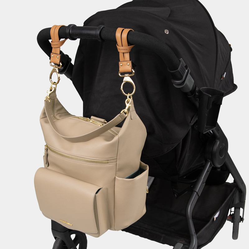 Peek-A-Boo Vegan Leather Convertible Hobo Backpack 2.0 in Taupe – TWELVElittle
