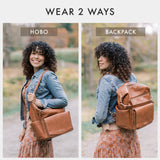 Peek-A-Boo Vegan Leather Convertible Hobo Backpack 2.0 in Toffee