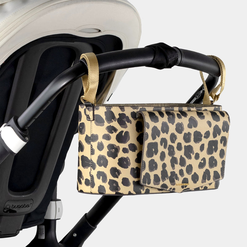 Peek-A-Boo Vegan Leather Stroller Caddy in Leopard