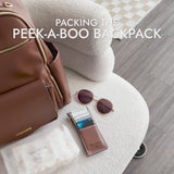 Peek-A-Boo Vegan Leather Diaper Bag Backpack 2.0 in Black