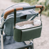 Peek-A-Boo Vegan Leather Stroller Caddy in Olive