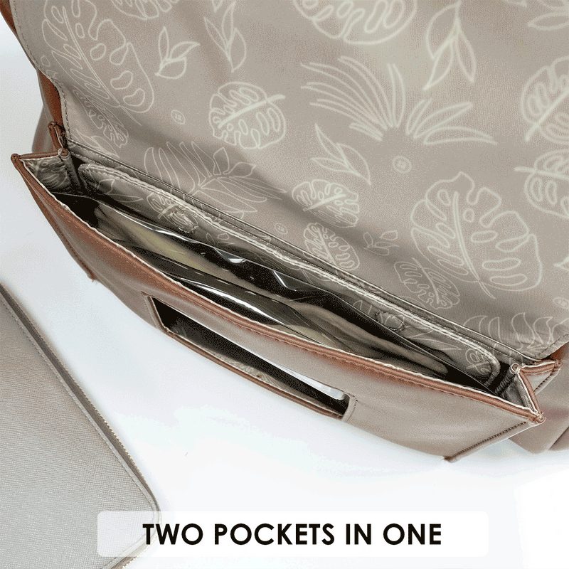 Peek-A-Boo Vegan Leather Diaper Bag Backpack in Olive