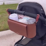 Peek-A-Boo Vegan Leather Stroller Caddy in Black